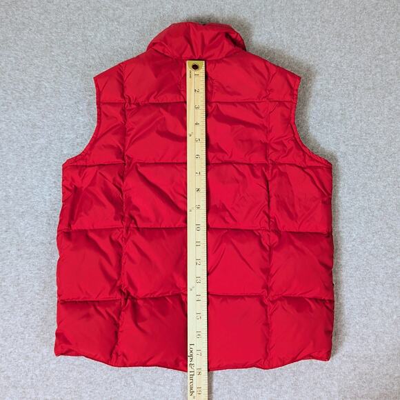 Lands' End Puffer Vest Youth M (5-6) Goose Down Quilted Box Stitch Full Snap Red - Picture 9 of 9